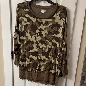 Wonderly Green camo Knit Top